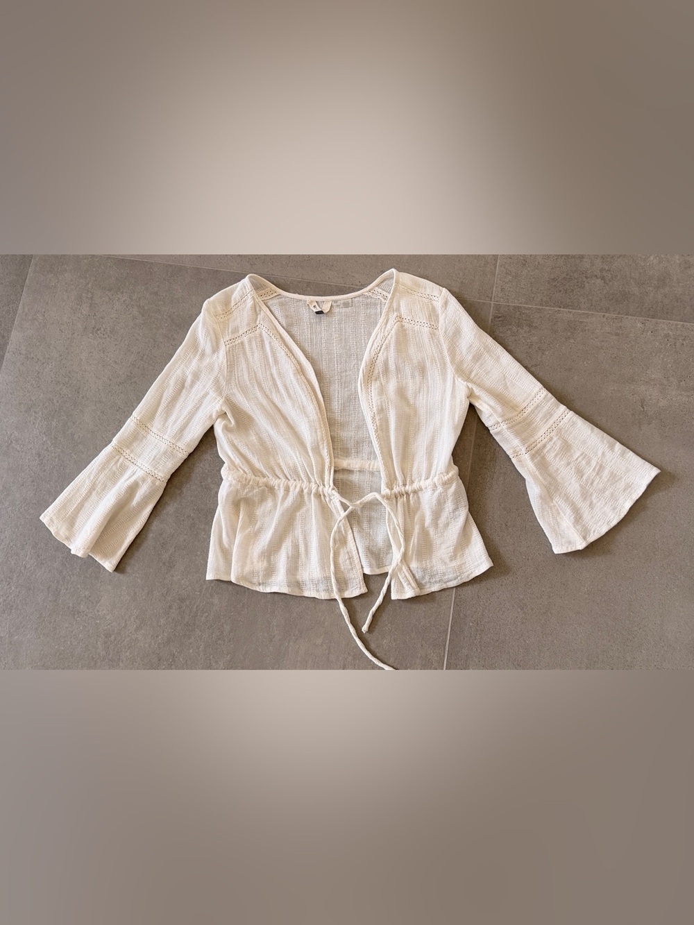 Roxy Cotton Lightweight Ivory Tie-Waist Women's Top, XS, worn once